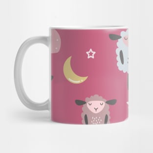 Sweet sleeping sheep pattern pink Mug